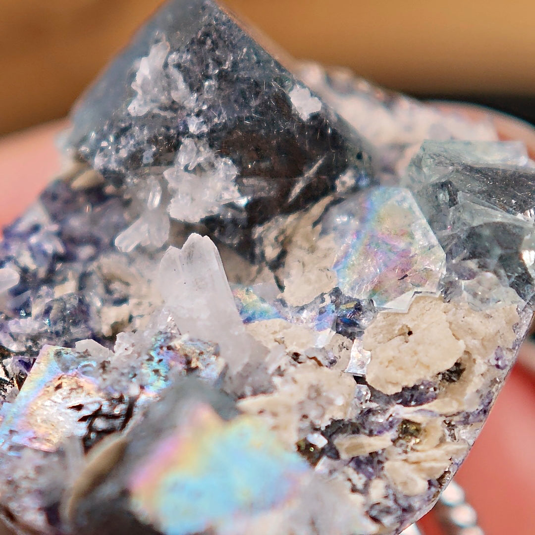 Raw Phantom Fluorite Adjustable Ring – Natural Mineral Stone Ring, Handmade One of a Kind Jewelry-004