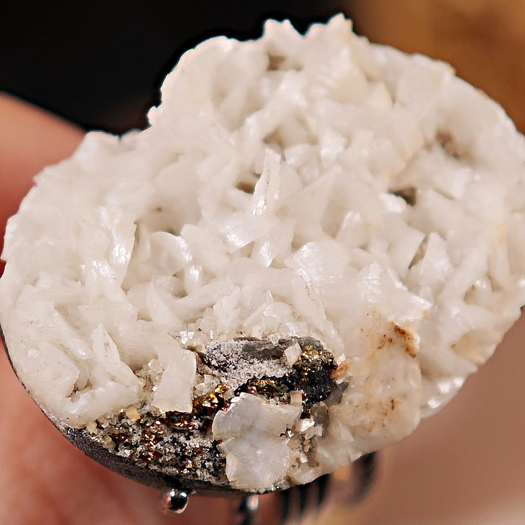 Raw Dolomite Adjustable Ring – Natural Mineral Stone Ring, Handmade One of a Kind Jewelry-002