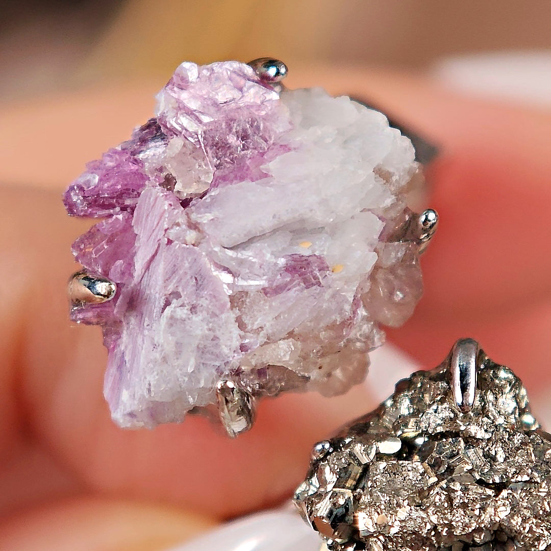 Raw Chalcopyrite&Phosphosiderite Adjustable Ring – Natural Mineral Stone Ring, Handmade One of a Kind Jewelry-034