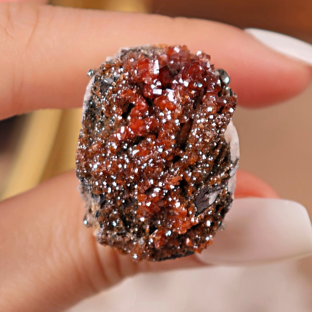 Raw Vanadinite Adjustable Ring – Natural Mineral Stone Ring, Handmade One of a Kind Jewelry-001