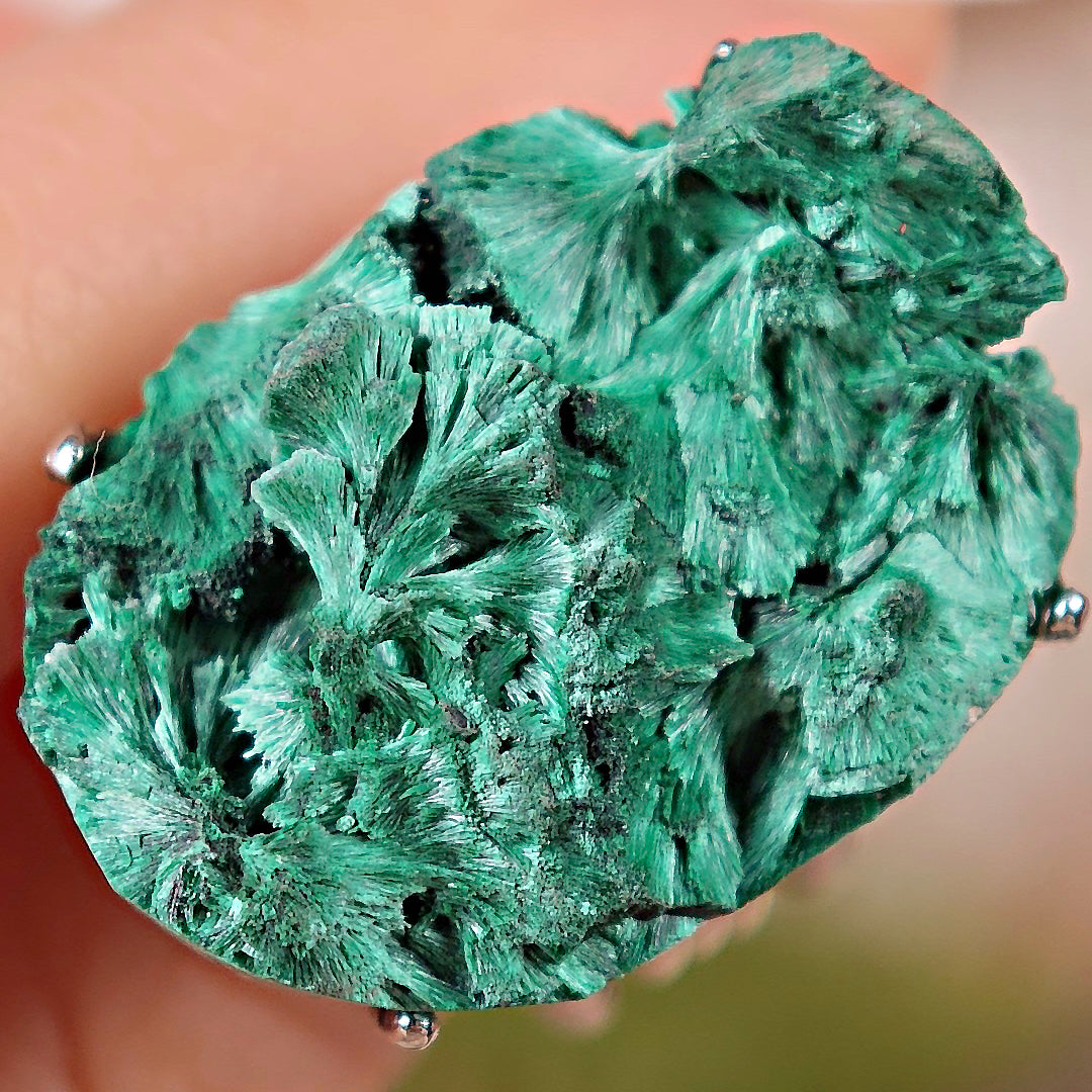 Raw Malachite Adjustable Ring – Natural Mineral Stone Ring, Handmade One of a Kind Jewelry-036