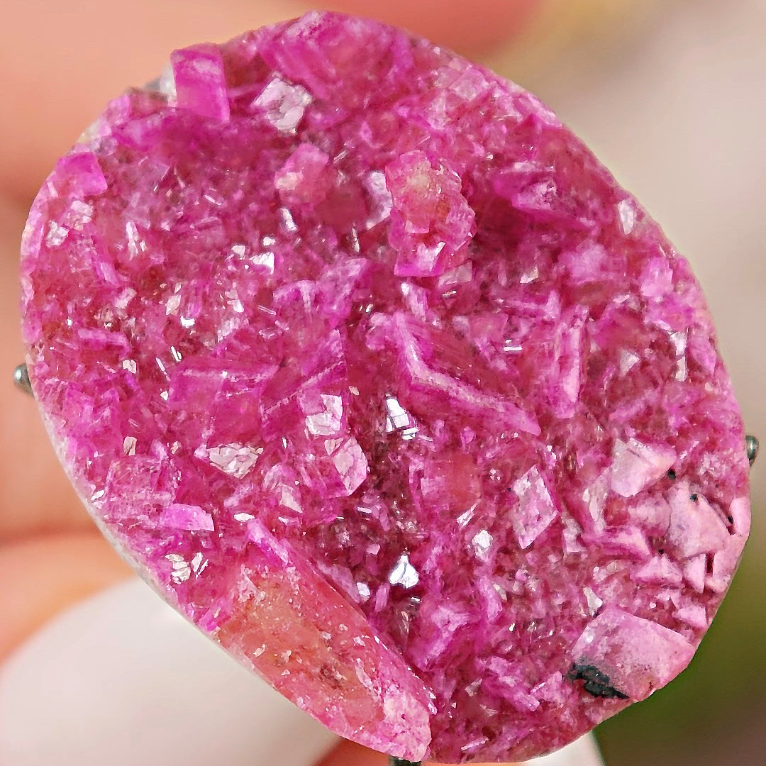 Raw Cobaltoan Calcite Adjustable Ring – Natural Mineral Stone Ring, Handmade One of a Kind Jewelry-039