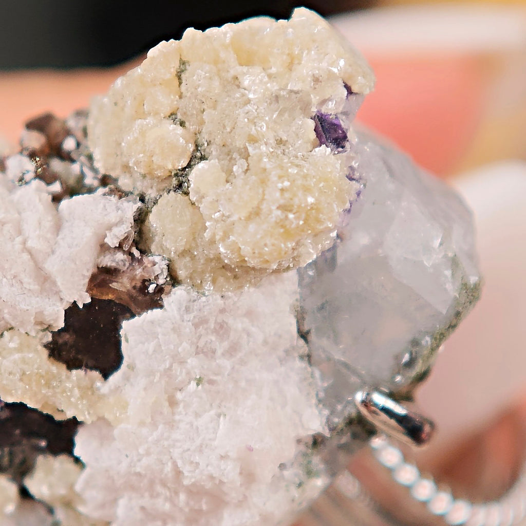 Raw Fluorite&Smoky Quartz&Mica Adjustable Ring – Natural Mineral Stone Ring, Handmade One of a Kind Jewelry-040