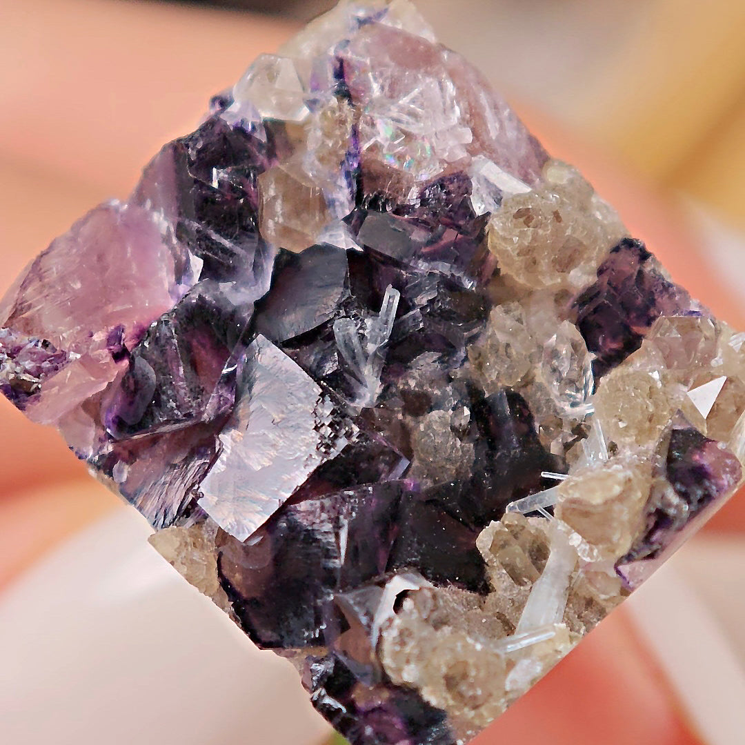 Raw Phantom Fluorite Adjustable Ring – Natural Mineral Stone Ring, Handmade One of a Kind Jewelry-041