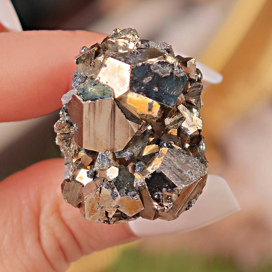 Raw Chalcopyrite Adjustable Ring – Natural Mineral Stone Ring, Handmade One of a Kind Jewelry-043