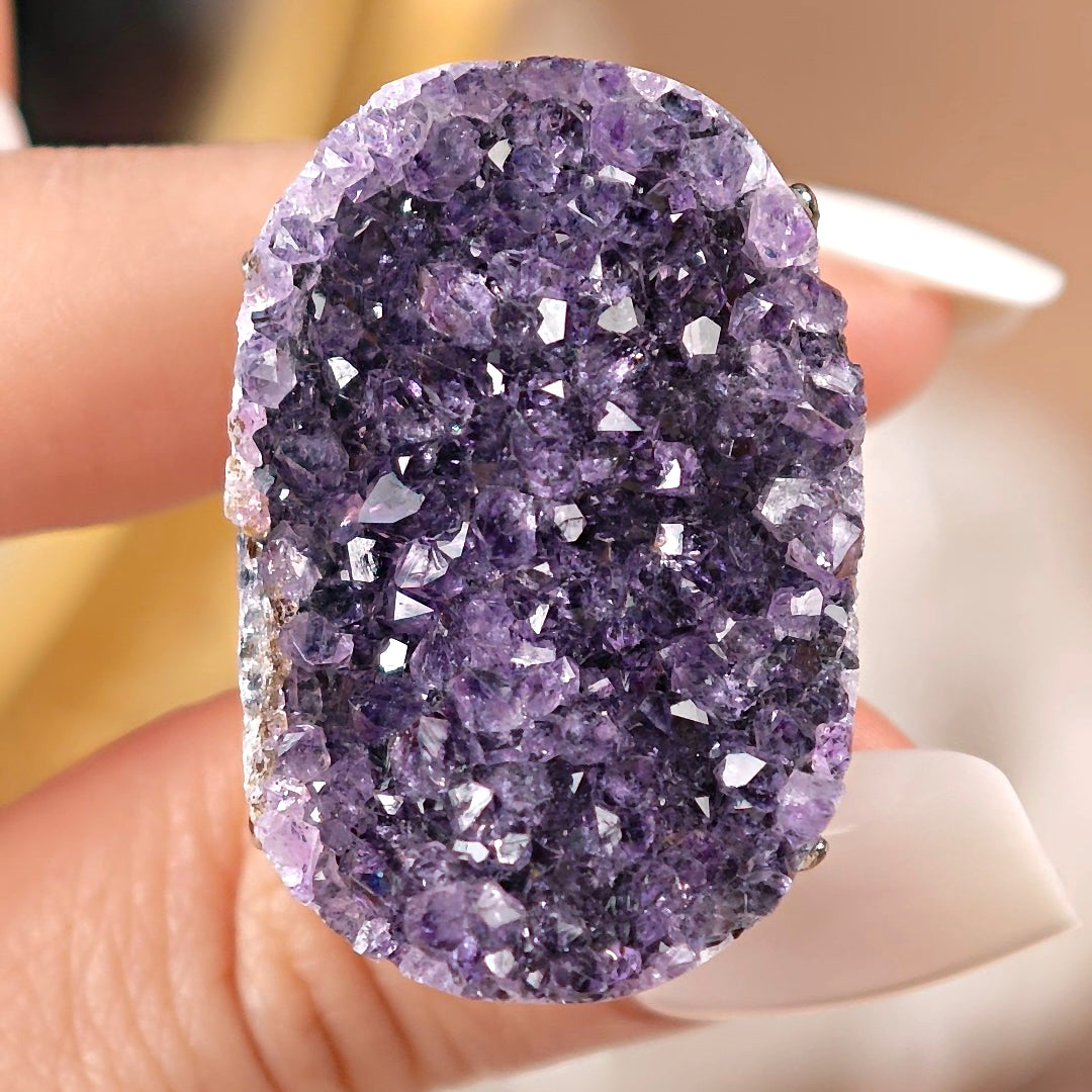 Raw Amethyst Adjustable Ring – Natural Mineral Stone Ring, Handmade One of a Kind Jewelry-060