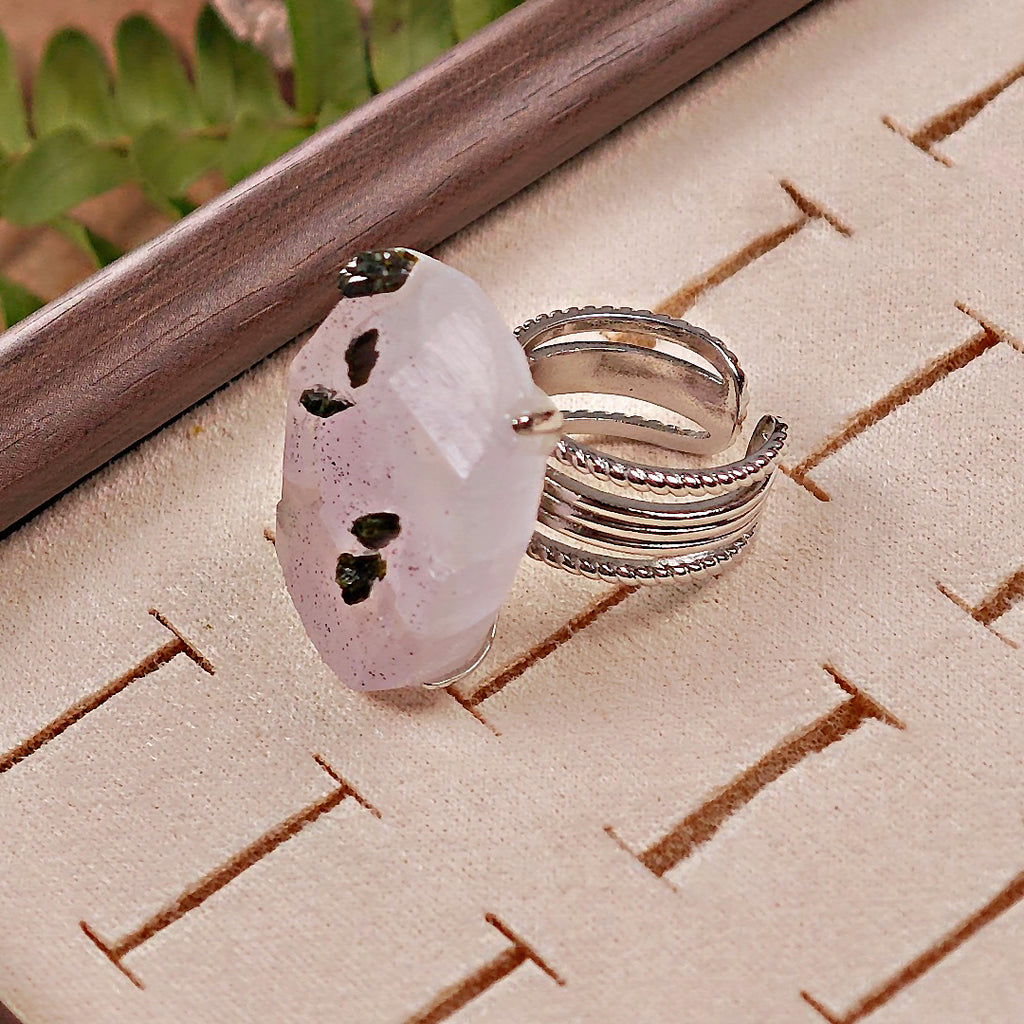 Raw Garden Quartz Adjustable Ring – Natural Mineral Stone Ring, Handmade One of a Kind Jewelry-062