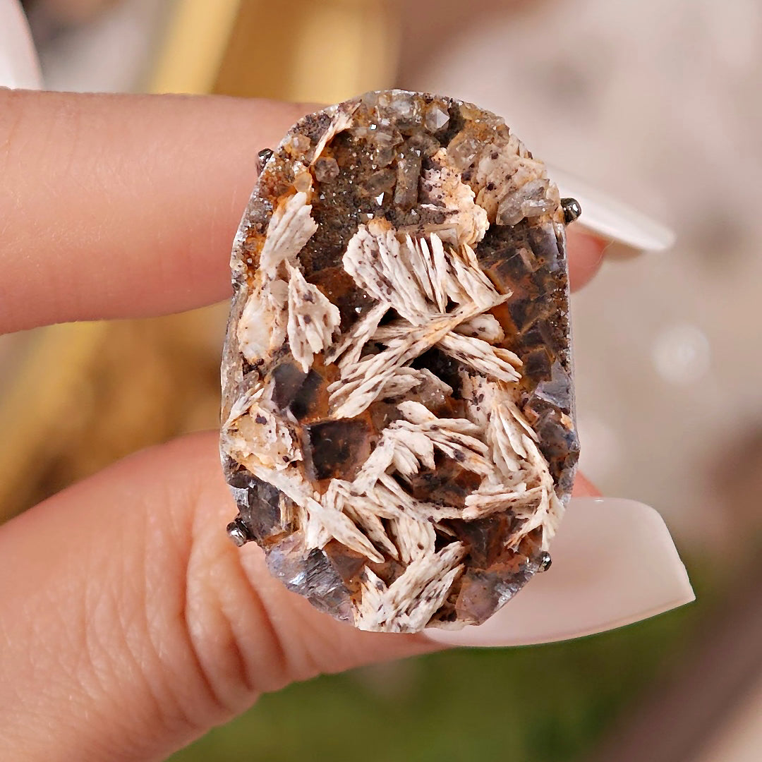 Raw Barite Adjustable Ring – Natural Mineral Stone Ring, Handmade One of a Kind Jewelry-063