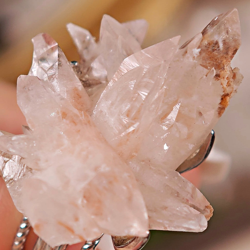 Raw Pink Calcite Adjustable Ring – Natural Mineral Stone Ring, Handmade One of a Kind Jewelry-064