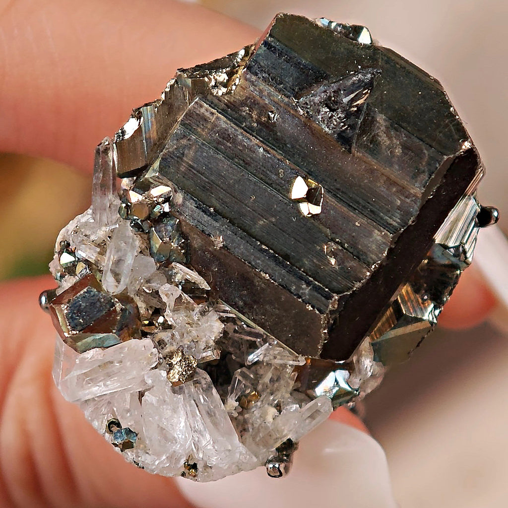 Raw Chalcopyrite Adjustable Ring – Natural Mineral Stone Ring, Handmade One of a Kind Jewelry-070