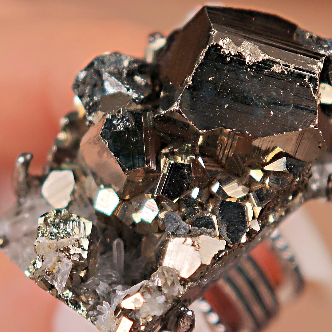 Raw Chalcopyrite Adjustable Ring – Natural Mineral Stone Ring, Handmade One of a Kind Jewelry-071