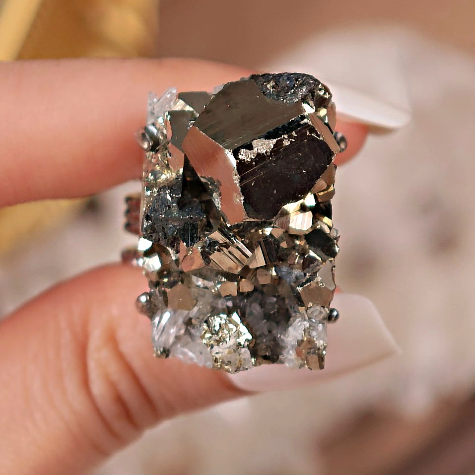 Raw Chalcopyrite Adjustable Ring – Natural Mineral Stone Ring, Handmade One of a Kind Jewelry-071