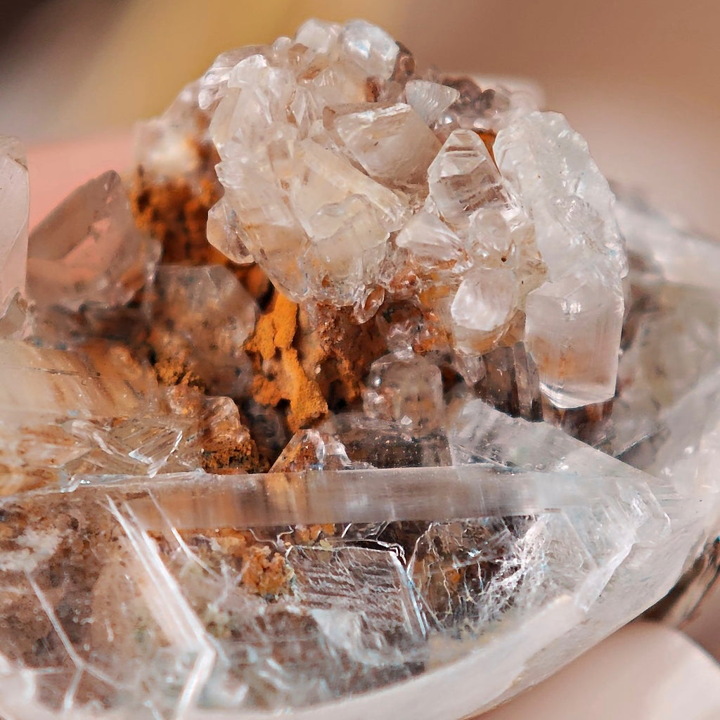 Raw Gibbsite&Gypsum Adjustable Ring – Natural Mineral Stone Ring, Handmade One of a Kind Jewelry-075