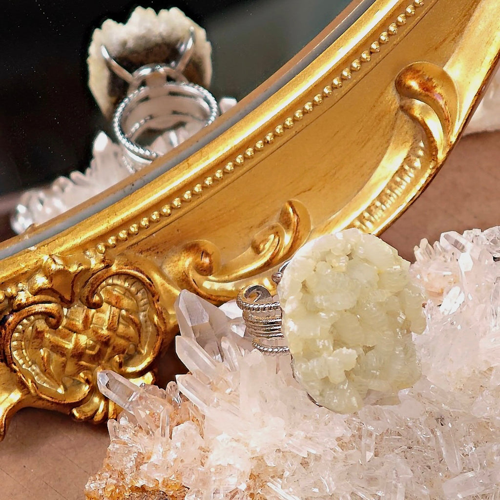 Raw Prehnite Adjustable Ring – Natural Mineral Stone Ring, Handmade One of a Kind Jewelry-076