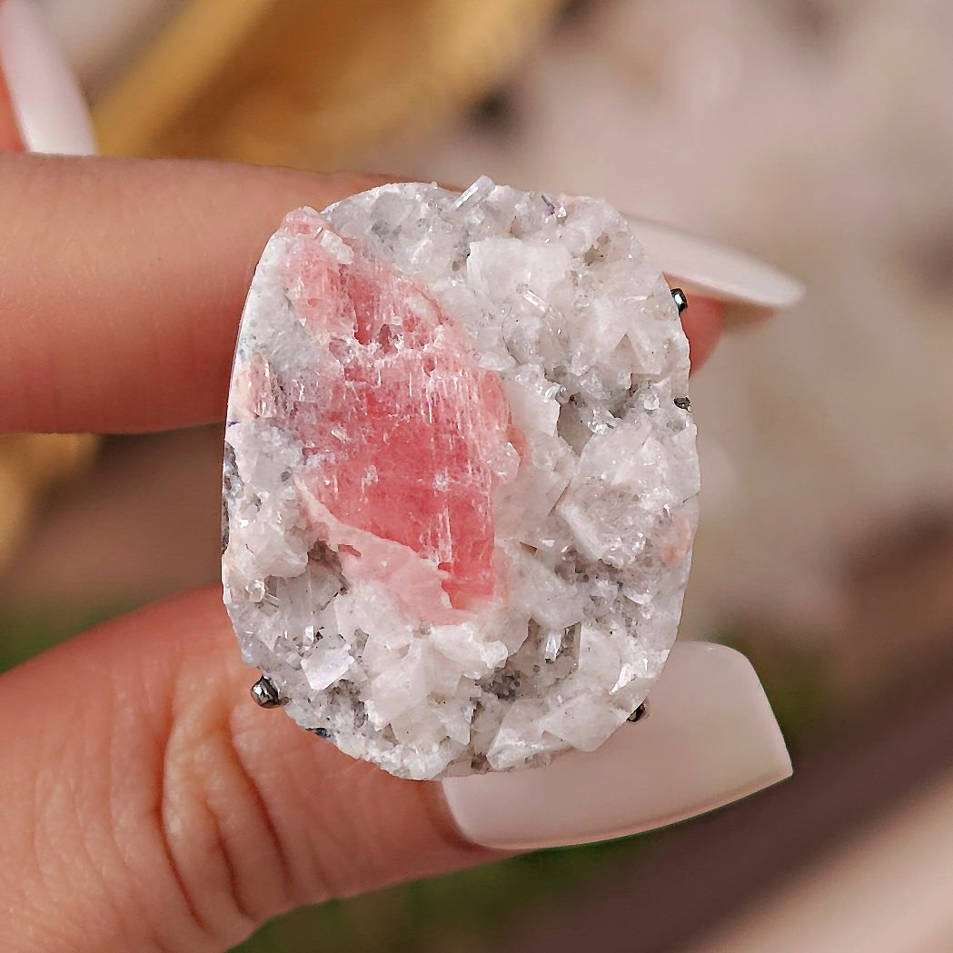 Raw Purpurite Adjustable Ring – Natural Mineral Stone Ring, Handmade One of a Kind Jewelry-077