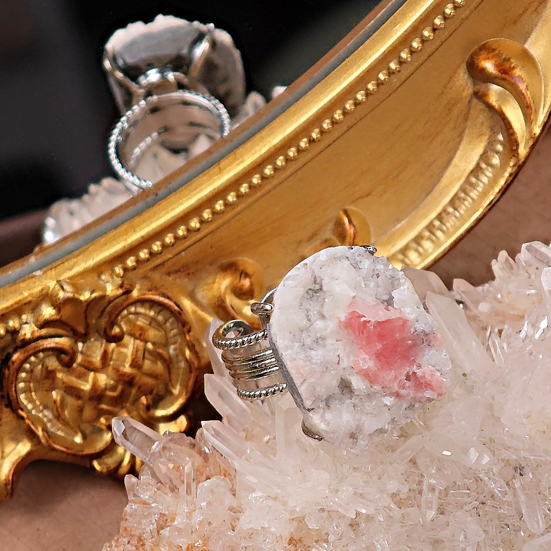 Raw Purpurite Adjustable Ring – Natural Mineral Stone Ring, Handmade One of a Kind Jewelry-077