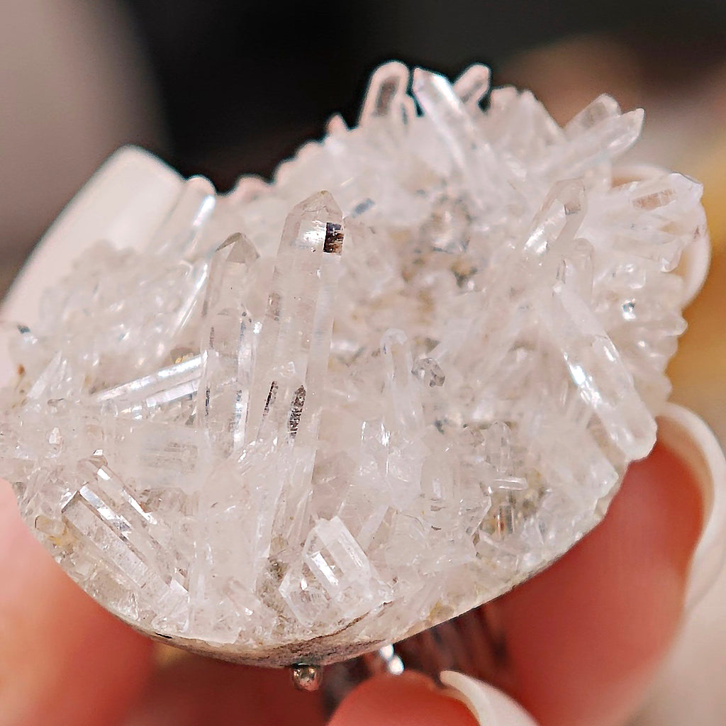 Raw White Crystal Adjustable Ring – Natural Mineral Stone Ring, Handmade One of a Kind Jewelry-078