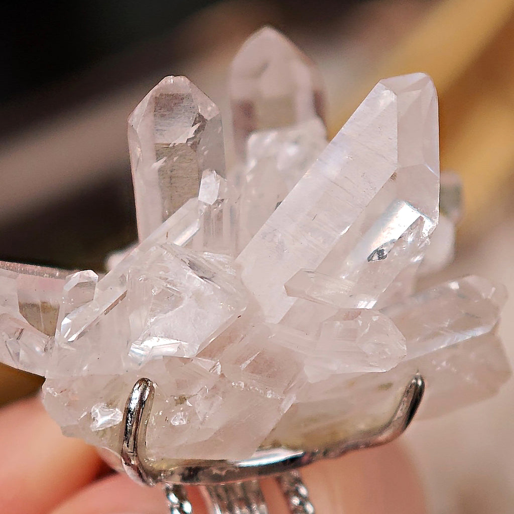 Raw White Crystal Adjustable Ring – Natural Mineral Stone Ring, Handmade One of a Kind Jewelry-079