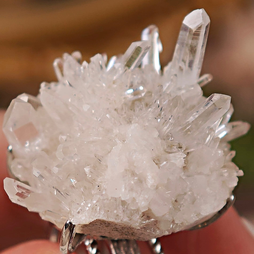 Raw White Crystal Adjustable Ring – Natural Mineral Stone Ring, Handmade One of a Kind Jewelry-080