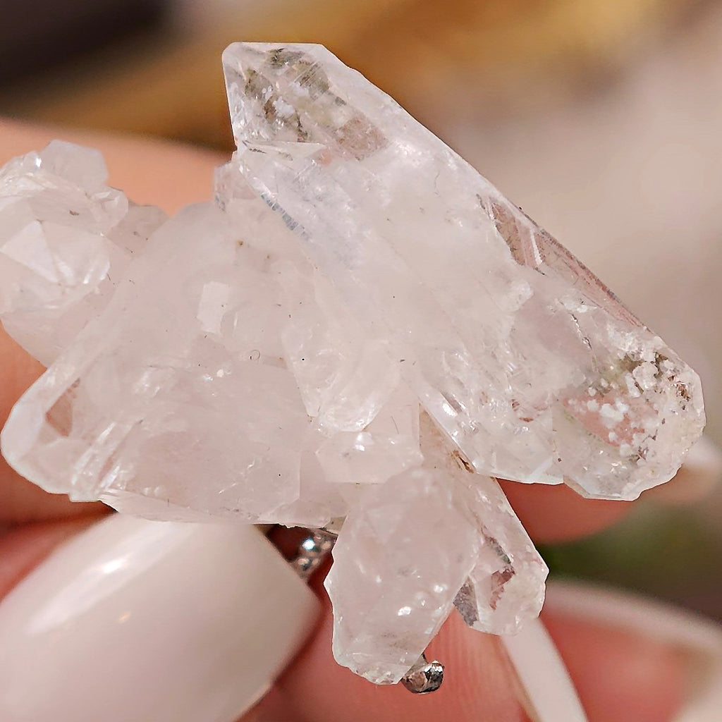 Raw White Crystal Adjustable Ring – Natural Mineral Stone Ring, Handmade One of a Kind Jewelry-081