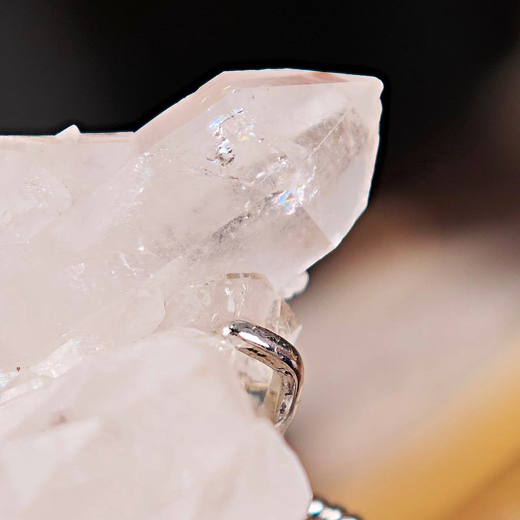 Raw White Crystal Adjustable Ring – Natural Mineral Stone Ring, Handmade One of a Kind Jewelry-083
