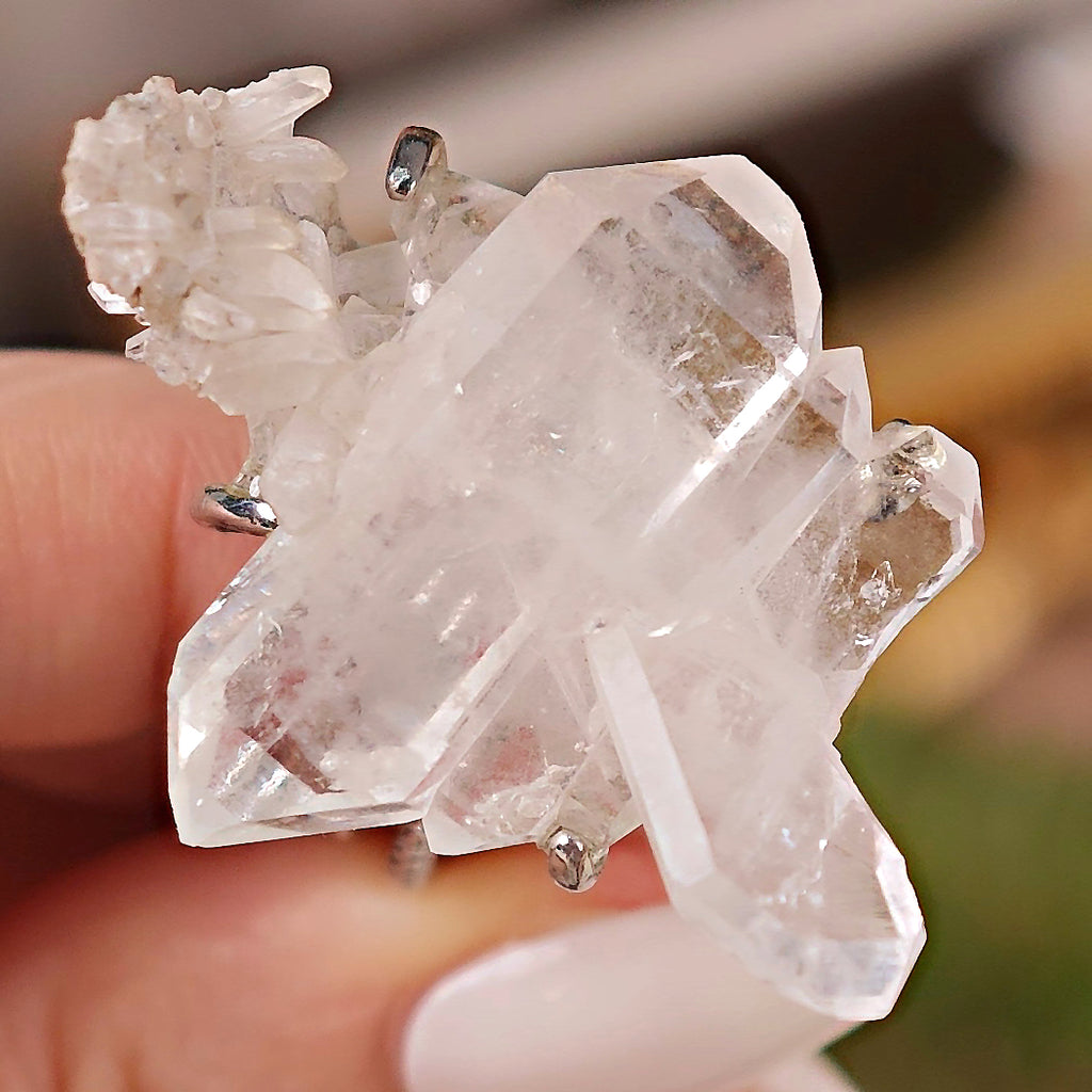 Raw White Crystal Adjustable Ring – Natural Mineral Stone Ring, Handmade One of a Kind Jewelry-084