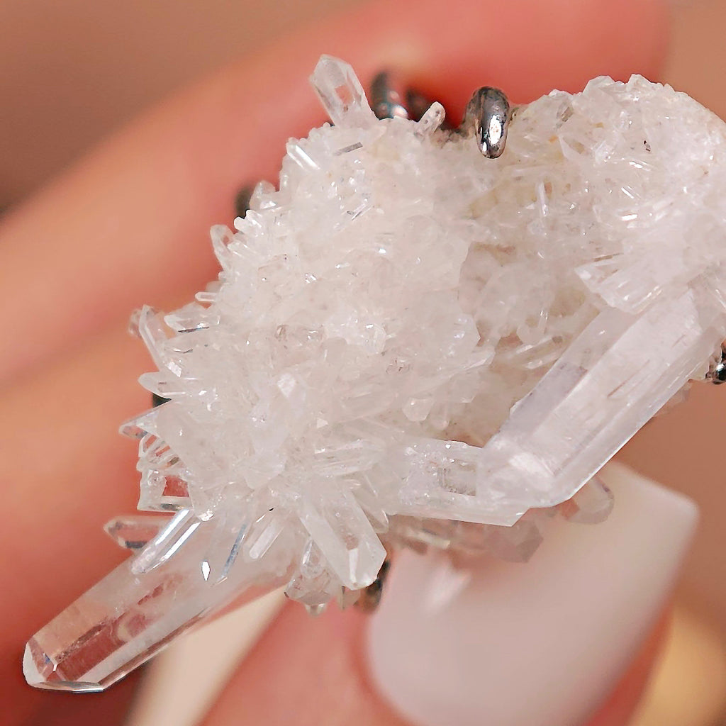 Raw White Crystal Adjustable Ring – Natural Mineral Stone Ring, Handmade One of a Kind Jewelry-088