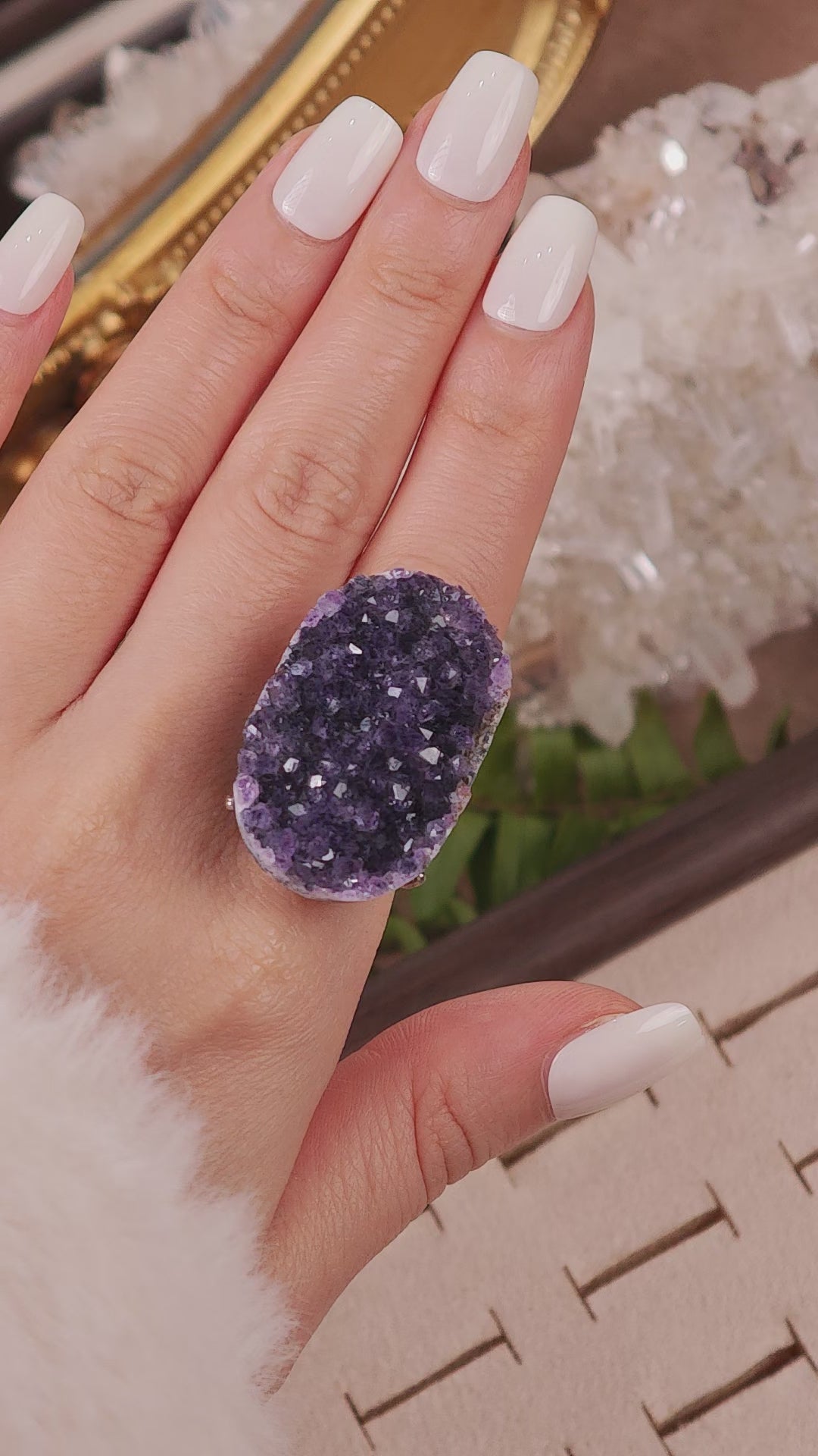 Raw Amethyst Adjustable Ring – Natural Mineral Stone Ring, Handmade One of a Kind Jewelry-060