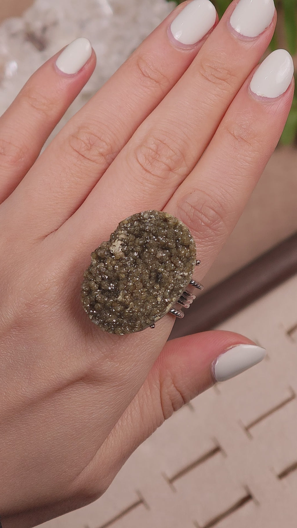 Raw Andradite Adjustable Ring – Natural Mineral Stone Ring, Handmade One of a Kind Jewelry-023