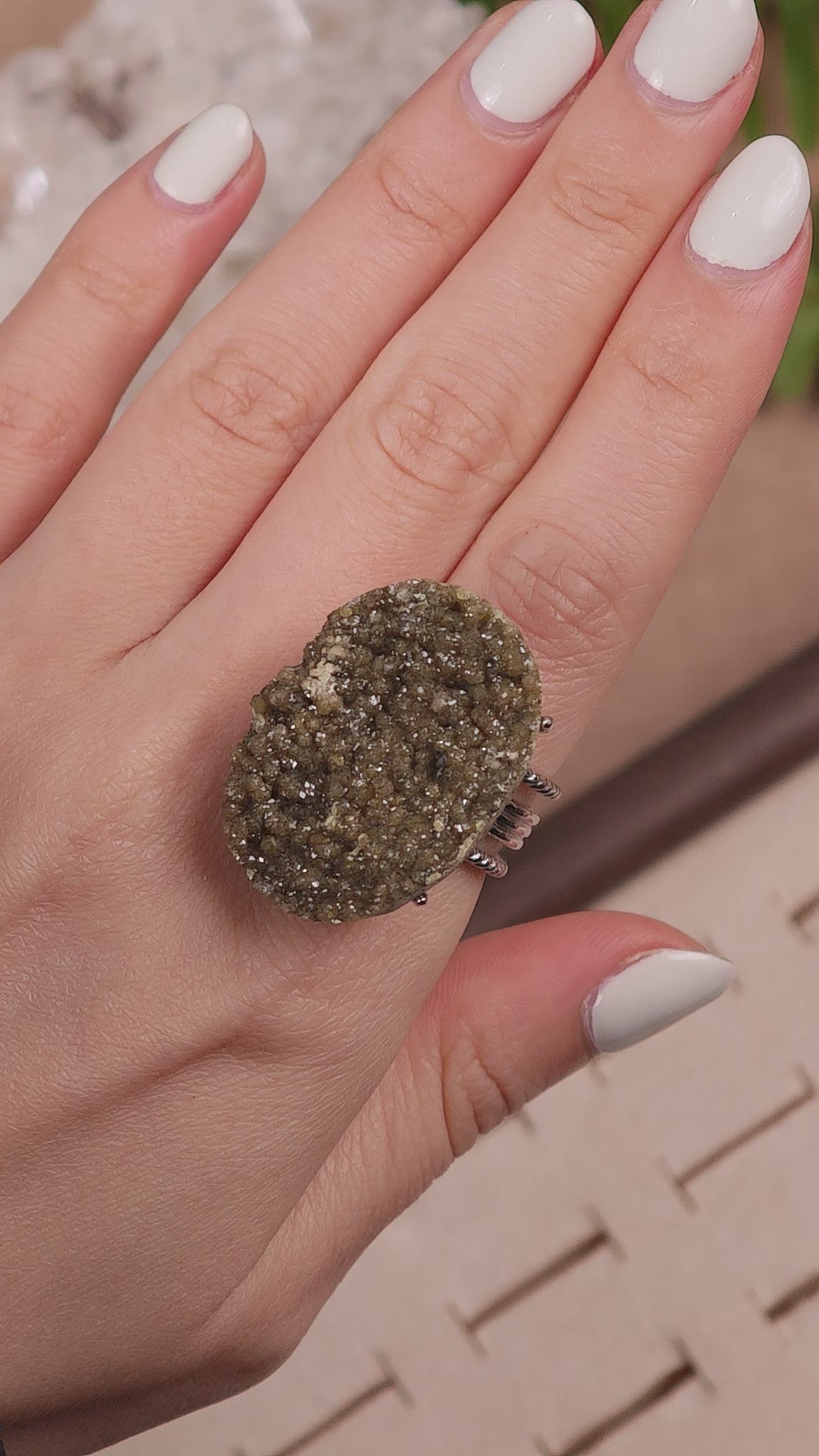 Raw Andradite Adjustable Ring – Natural Mineral Stone Ring, Handmade One of a Kind Jewelry-023