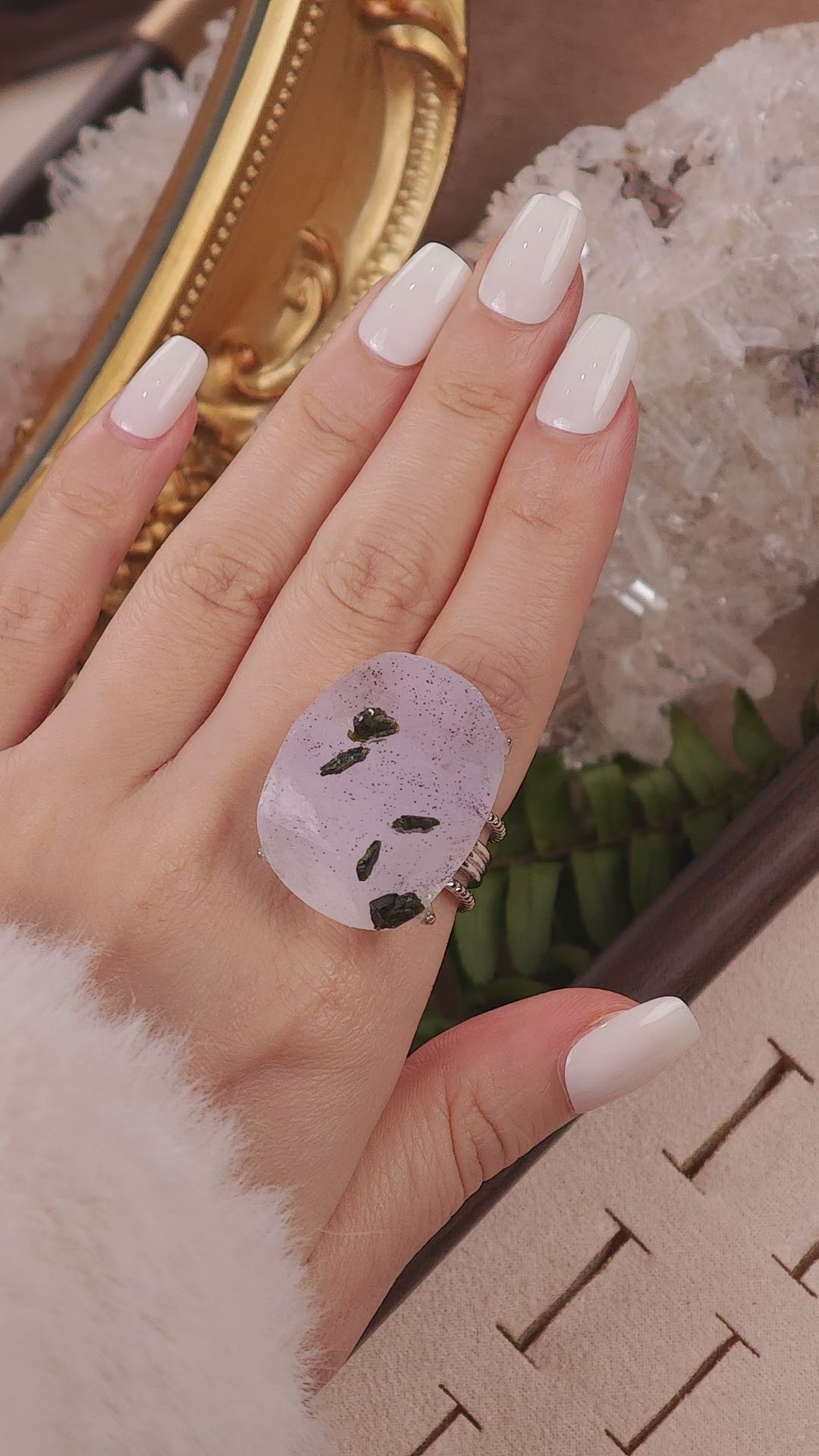 Raw Garden Quartz Adjustable Ring – Natural Mineral Stone Ring, Handmade One of a Kind Jewelry-062