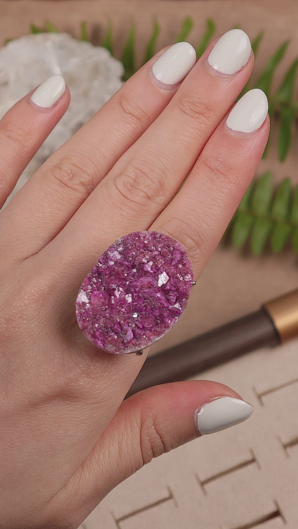 Raw Cobaltoan Calcite Adjustable Ring – Natural Mineral Stone Ring, Handmade One of a Kind Jewelry-028